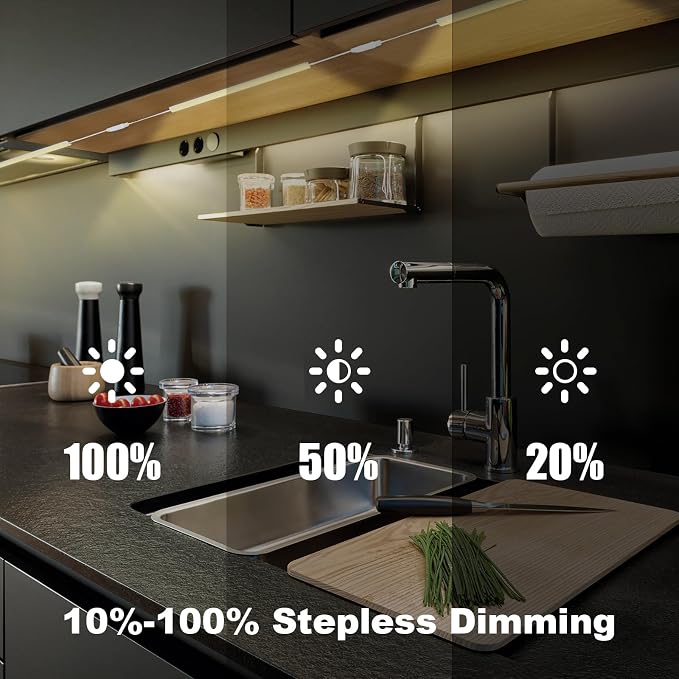 Under Cabinet LED Lights, Dimmable Under Cabinet Lighting, 4 Pack LED Lights for Kitchen Under Cabinet, Under Counter Light Natural White 4500K - Image 2
