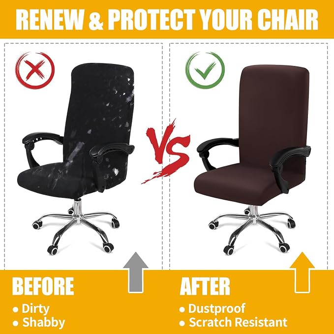 Smiry Stretch Printed Office Computer Desk Chair Covers, Brown | Universal Desk Rotating Chair Slipcovers Removable Washable, Soft Fit Anti-Dust Spandex Protector Cover with Zipper - Image 7