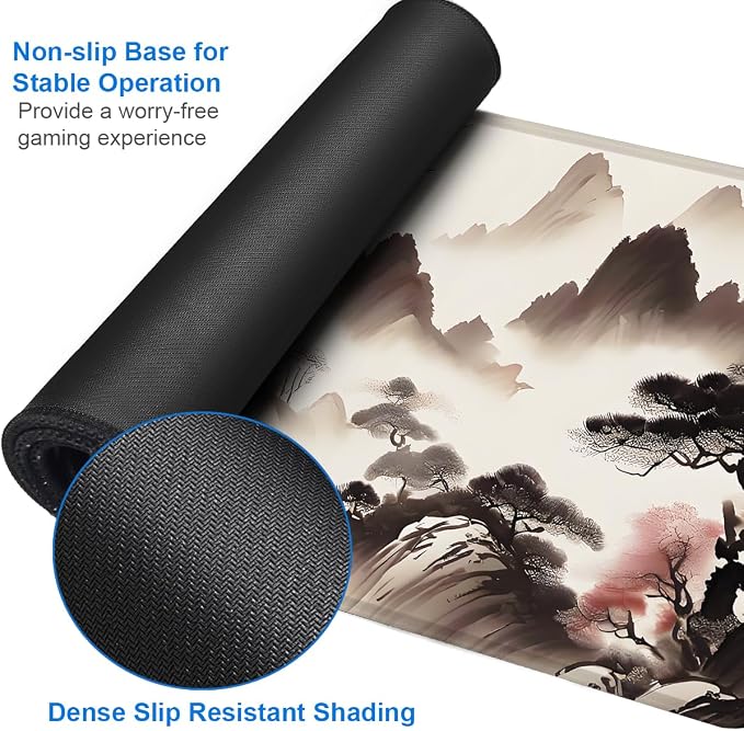 Mousepad, 31.5x15.7 inch Large Extended Gaming Computer Keyboard Mouse Mat, Water Resist Non-Slip Mousepad Rubber Base Long XXL Mouse Pad for Work & Gaming, Office & Home, Landscape Painting - Image 4