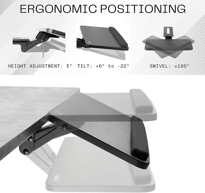 VIVO Adjustable Computer Keyboard & Mouse Platform Tray Ergonomic Under Table Desk Mount Drawer Underdesk Shelf (MOUNT-KB03B) - Image 3