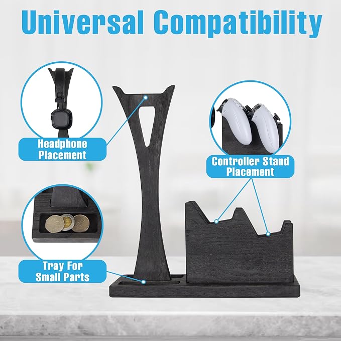Gamer Gifts for Men Teenage Boy Controller Holder & Headphone Stand, Stylish Gaming Accessories Setup Controller Stand Headset Stands, Unique Gifts for Gamers to Organize Gaming Equipment - Image 5