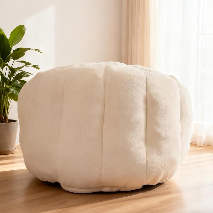 Giant Shell Bean Bag Chair for Adults, Faux Fur Shell-Shaped Floor Sofa with High-Density Memory Foam, Comfy Aesthetic Lounge Chair for Bedroom, Living Room, Gaming and Reading (Beige) - Image 9