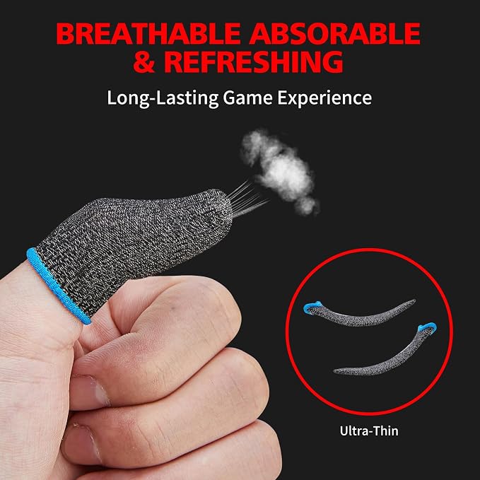 6 Pack Gaming Finger Sleeves Thumb Sleeve for Mobile Game Controller for PUBG Anti-Sweat Breathable Seamless (Charcoal Gray Blue) - Image 5