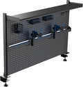 EUREKA ERGONOMIC Desk Pegboard Dual Monitor Stand 59x34 Black | Large steel pegboard with dual monitor stands, LED lighting, privacy panel and modular accessories for gaming desks by EUREKAERGONOMIC