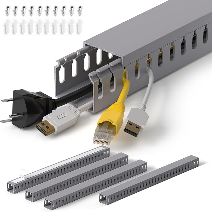 1.4"H x 1.6"W Cable Raceway, 66in Under Desk Wire Management Channel, Grey by ZhiYo