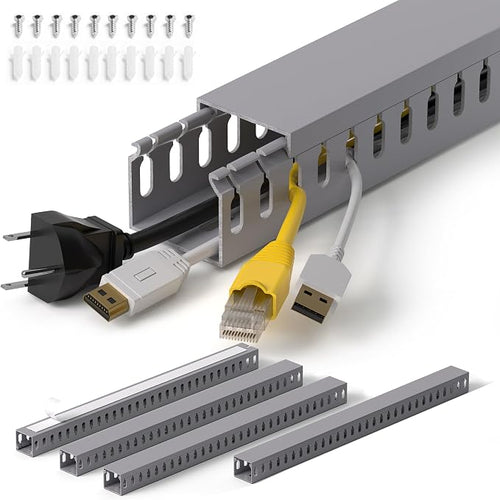 1.4"H x 1.6"W Cable Raceway, 66in Under Desk Wire Management Channel, Grey by ZhiYo