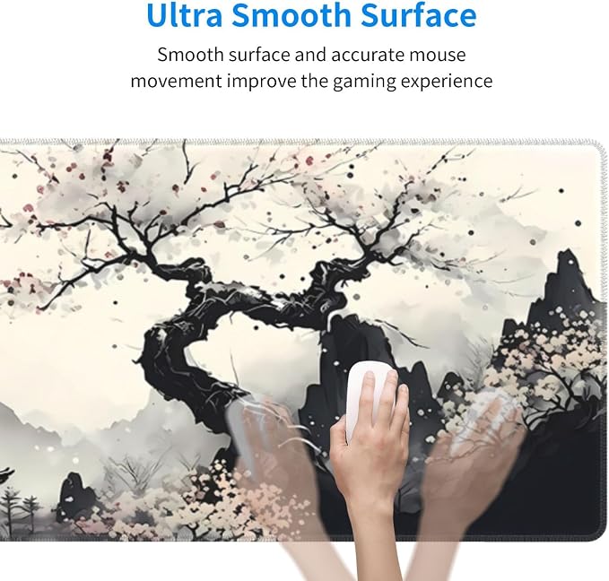 Japanese Mouse Pad, Large Japanese Desk Mat, XL Anime Gaming Keyboard Mat, Non-Slip Rubber Base, Big Extended Desk Protector for Home Office, 31.5”x11.8” - Image 4