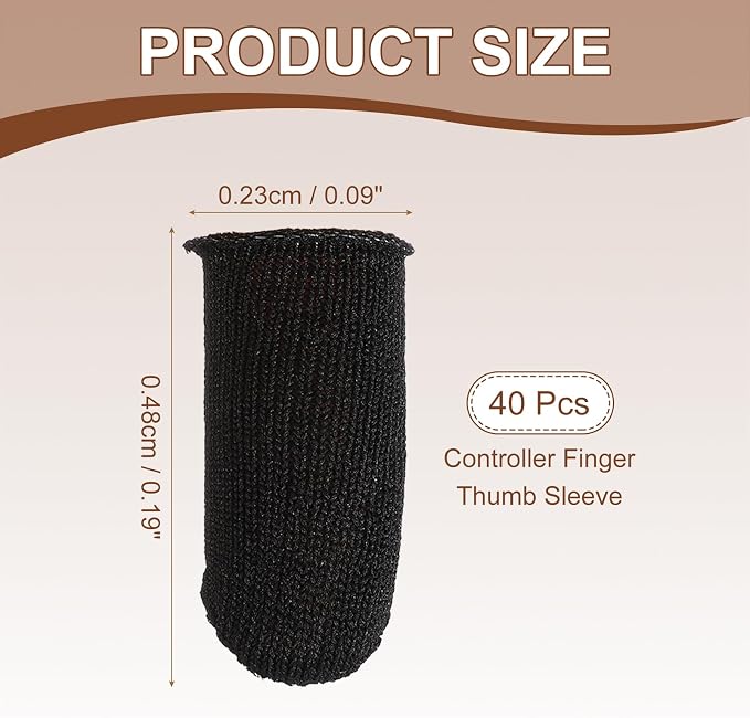 PATIKIL Controller Finger Thumb Sleeve, 40 Pack Mobile Gaming Finger Sleeve Silver Fiber Tip Gloves Anti-Sweat Breathable for Phone Game Touchscreen Devices, Black - Image 2