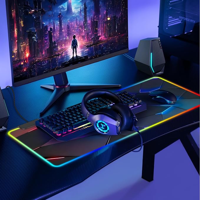 RGB Mouse Pad, Gaming Mousepad with 13 LED Light Modes | 31.5X11.8inch Large Mouse Mat, Gaming Mats for Desk with Non-Slip Rubber Base, Model-C - Image 2