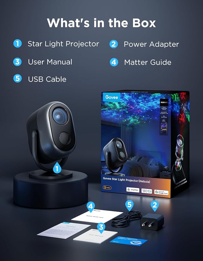 Govee Star Projector Lights, 7-Zone Nebula Effect, Compatible with Matter - Image 8