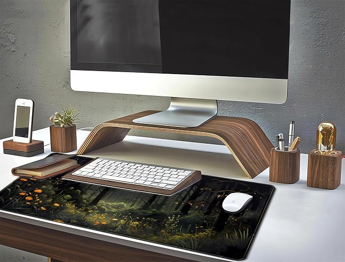 Dark Forest Desk Mat Mouse pad, Green Nature Deskmat XXL Large Extended Aesthetic Plant Mousepad Gaming Desk Pad, Big Laptop Computer Keyboard and Mouse Mat for Women Office Desk Decor 31.5x15.7 in - Image 6