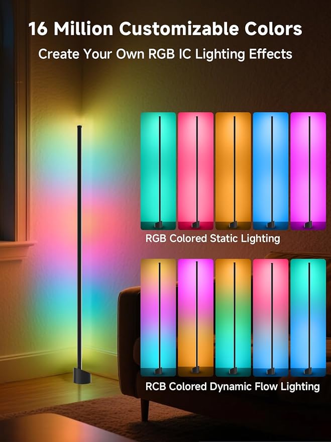 Tyute Standing Floor Lamp, RGB LED Lamp with Music Sync, Smart App and Remote Control Ambience Light with Music Sync, LED Lamp with 16 Million Colors for Bedroom, Living Room Gaming Room - Image 4
