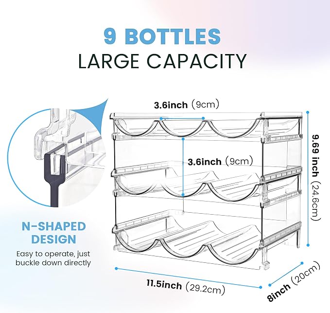 spospo Water Bottle Organizer for Cabinet 3 Pack Water Bottle Holder - Image 3