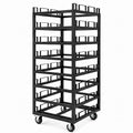 24 Posts Stanchion Cart, Crowd Control Stanchion Cart, Easy to Assemble, Horizontal Padded Storage Locking Wheels for Safety with 8 Tie-Down Straps, 32 x 32 x 77 in by Datanly