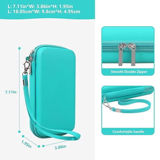 Supmay Hard Carrying Case Compatible with Nintendo DS Lite NDSL, Gameboy Advance Games Storage Holder Travel Bag with Mesh Pocket for USB Charging Cable, Stylus, Earphones, Game Cartridge, Green - Image 3
