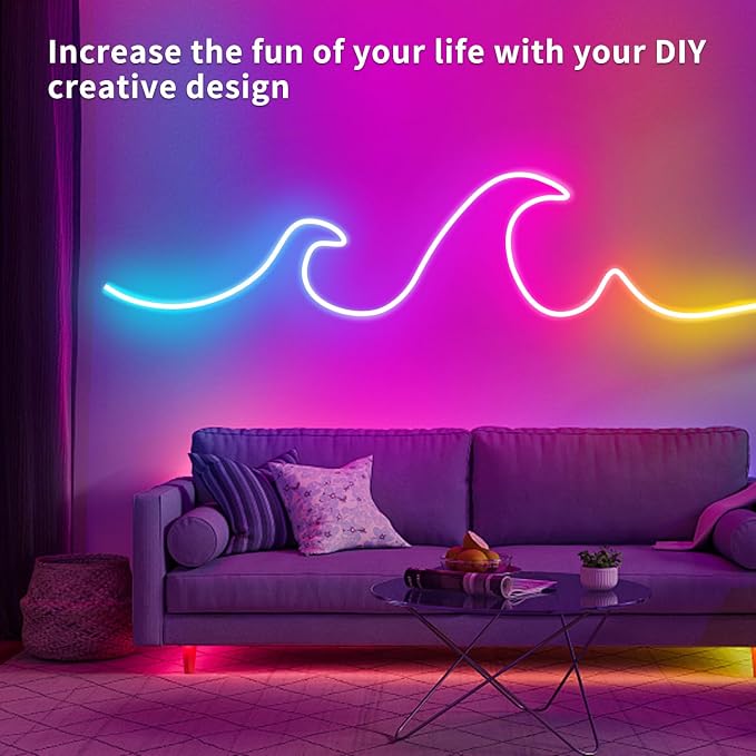 segrass LED neon Lights Strip 132FT,DC 24V RGB LED neon Light Strip APP Remote Controls Control Waterproof Flexible Neon LED Rope Lights for Bedroom,Playroom,Outdoors Decor（2 Rolls of 66ft） - Image 4