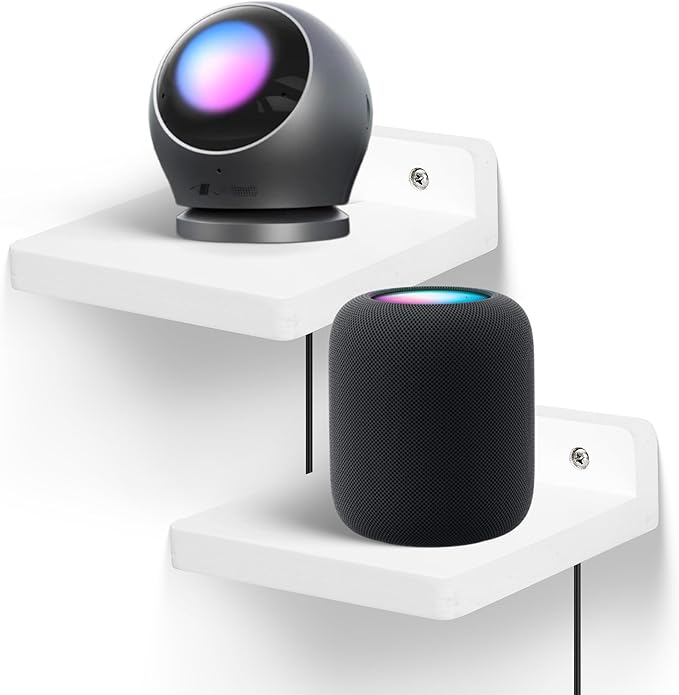 Small Floating Shelf for Wall,5 Inch Wooden Wall Shelf Set of 2,Mini Speaker, Baby Monitor,Cameras，Figurines Display Stand, for Bedroom, Gaming Room, Living Room, Bathroom, Office(White) by Unknown