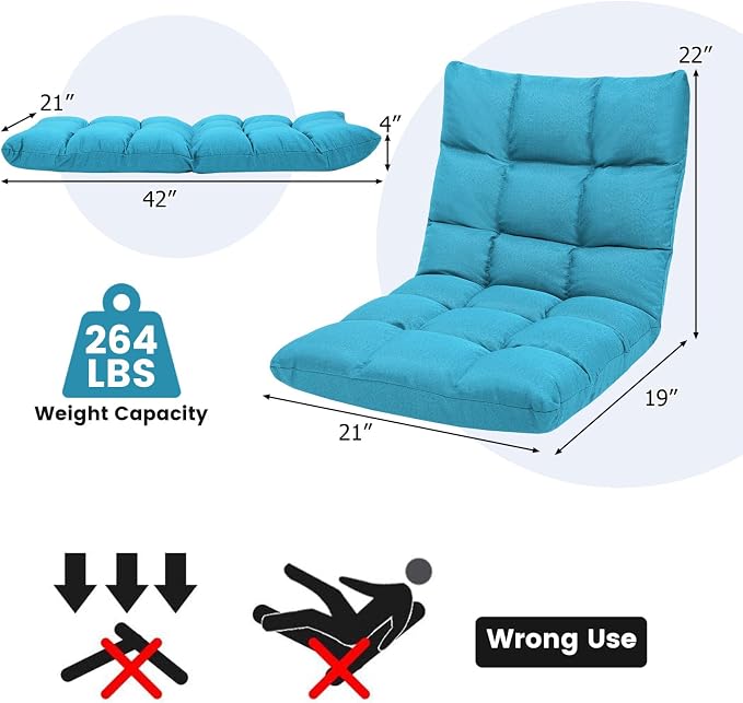 ERGOMASTER Video Gaming Floor Chair with Adjustable 14-Position Memory Foam, Folding Floor Sofa Chair Lounger Folding Sleeper Bed Couch Recliner for Reading Gaming Meditating, Fully Assembled - Image 3
