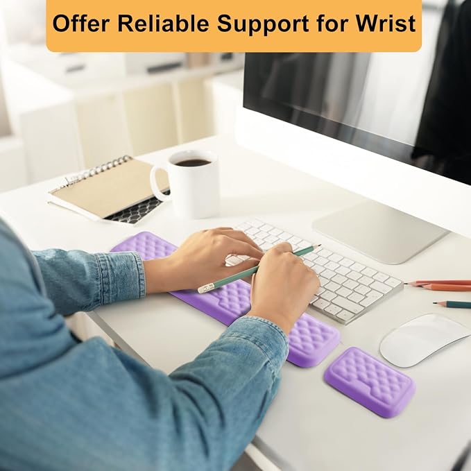 Keyboard Wrist Rest Mouse Wrist Support, Memory Foam Wrist Rest Pad for Computer Laptop, Ergonomic Wrist Cushion Support for Typing Pain Relief, Gaming Home Office, Purple - Image 6