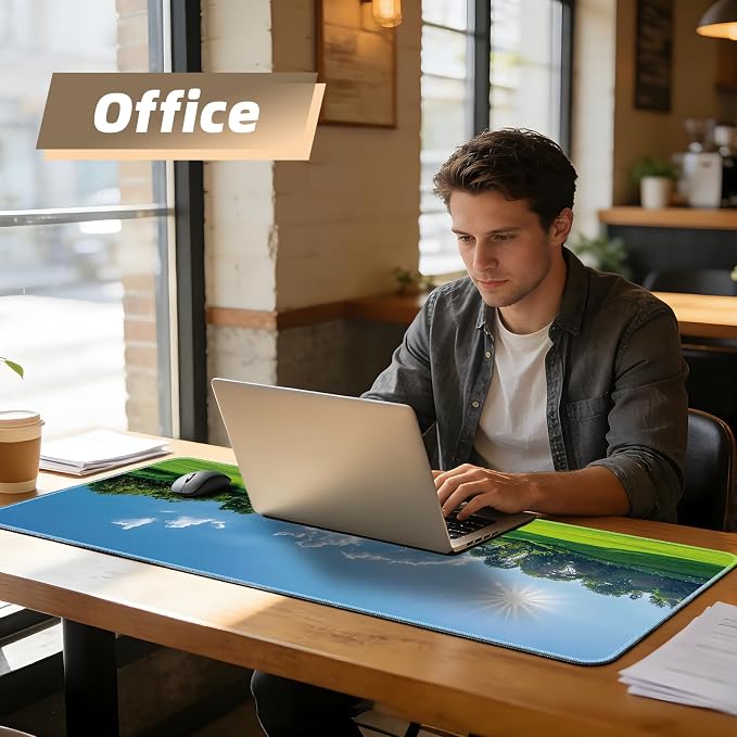 Galdas Gaming Mouse Pad XXL XL Large Long Extended Big Mousepad Non-Slip Rubber Keyboard Mouse Pad with Stitched Edges for Laptop Home Office (31.5x11.8x0.08 Inch) … (Grass) - Image 5
