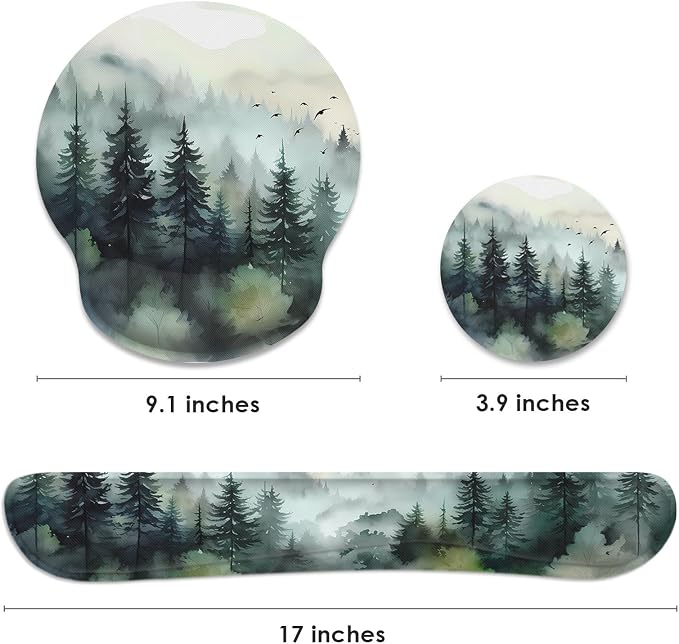 Britimes Ergonomic Mouse Pad Set with Wrist Rest, Green Mountain - Image 2