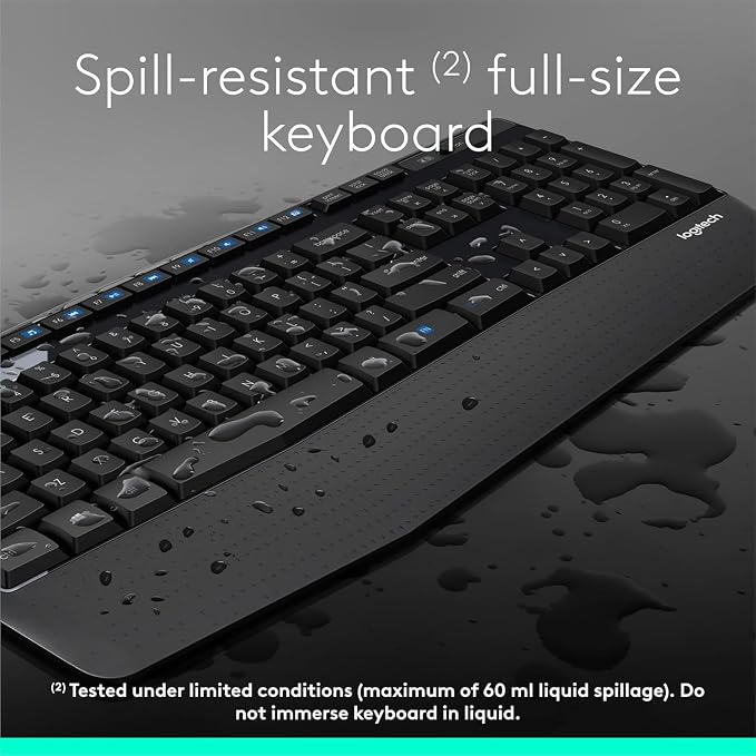 Logitech MK345 Wireless Keyboard and Mouse Combo | Palm Rest | 2.4 GHz | USB Receiver | Black - Image 4