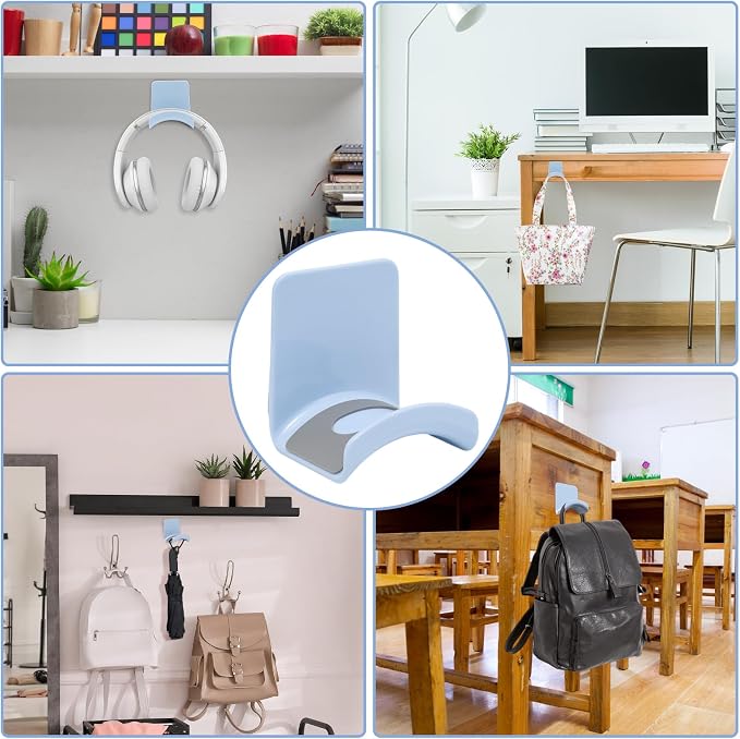 Blue Headphone Stand Hanger, Table Wall Mount Headset Holder Hook | 1Pcs ABS Plastic Adhesive Earphones Hangers for Desk Headphone Hanger, Most Headphones and Controller - Image 5
