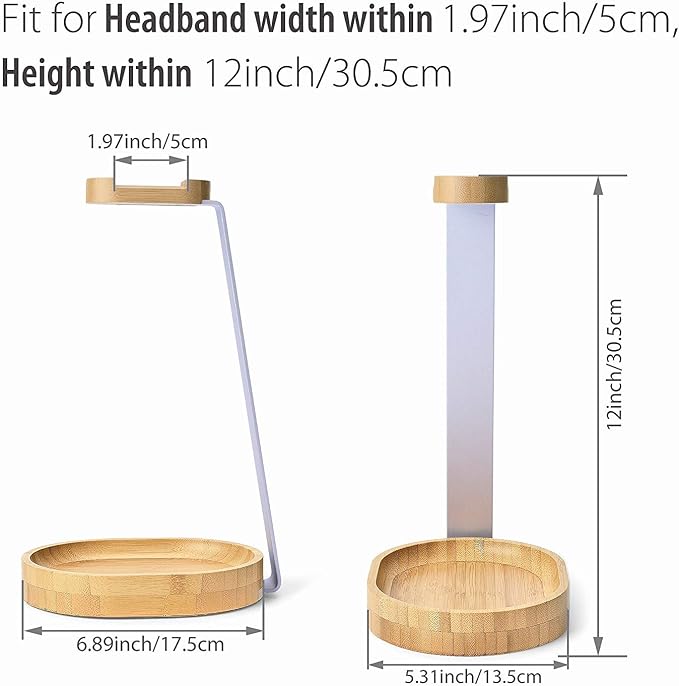 Avantree TR902 - Wood and Aluminum Headphone Stand with Cable Holder | Sturdy wooden and aluminum desktop stand displays headphones securely and. - Image 5