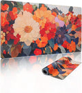 Extended Mouse Pad, Floral Design, 35.4 x 15.7 Inches, Microfiber Cloth Surface, Non-Slip Rubber Base, Rectangular Desk Mat for Gaming and Work by YUANSM