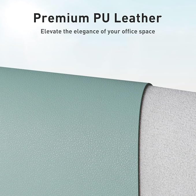 Aothia Faux Leather Desk Mat – Large Mouse Pad, Non-Slip PU Leather Blotter, Waterproof Writing Surface for Office and Home (Light Blue, 47.2" x 23.6") - Image 2