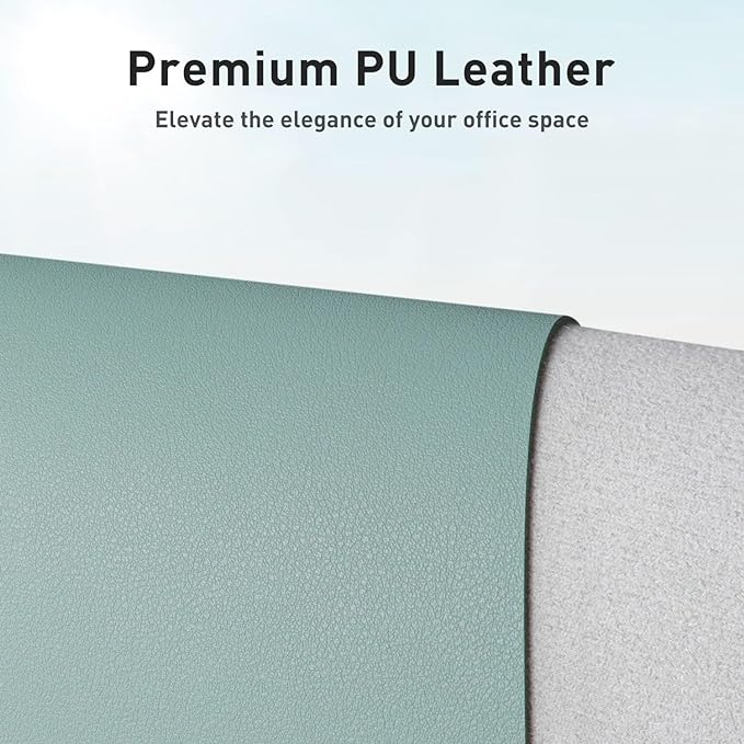 Aothia Leather Desk Pad Protector, Mouse Pad, Office Desk Mat, Non-Slip PU Leather Desk Blotter, Laptop Desk Pad, Waterproof Desk Writing Pad for Office and Home (Light Blue,31.5" x 15.7") - Image 2