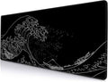Gaming Mouse Pad, Large Mouse Pads for Desk, Non-Slip Rubber Base Mousepad, Keyboard Mouse Mat, Desk Pad with Stitched Edges, 31.5x11.8inch, The Great Wave Off Kanagawa by SANWUMIAN