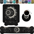Wrist Rest Support Ergonomic Gel Mouse Pad and Memory Foam Keyboard Set, Non-Slip Rubber PU Base for Home Office Working Studying Easy Typing & Pain Relief, Celestial Theme Sun with Crescent Moon by Unknown