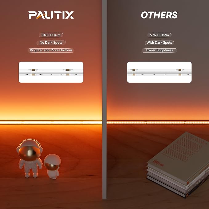 PAUTIX RGB COB LED Strip Light 32.8ft/10m,UL Listed 840LEDs/m 24V Multicolor Flexible Tape Light,Work with Alexa/Google Assistant Color Changing LED Strip Light,for TV,Bedroom,Party DIY Decoration - Image 6