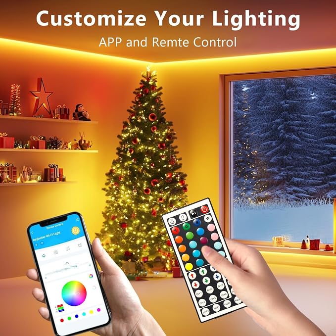 DAYBETTER LED Strip Lights 110ft, Smart Lighting Strips with App Remote Control, RGB Music Sync Color Changing Lights for Bedroom Kitchen Party Home Decor(1 Roll) (Pack of 2) - Image 2