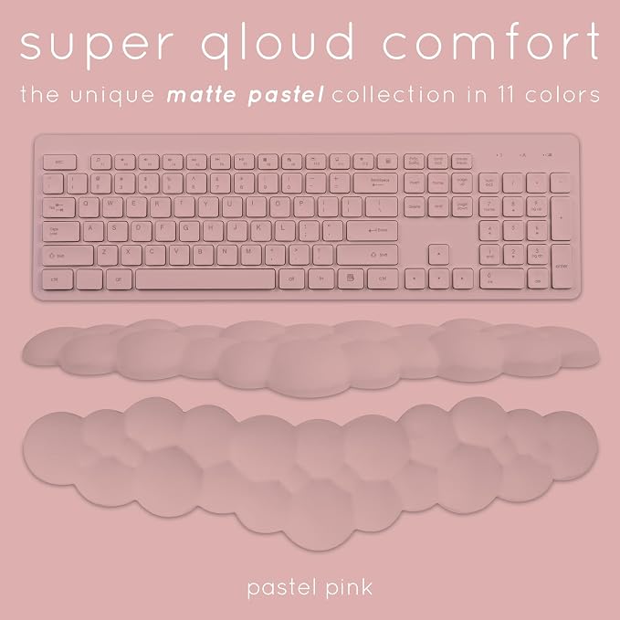 Pink Cloud Keyboard Wrist Rest – Create-ables Qloud Pink Wrist Rest for Computer Keyboard and Mouse, Ergonomic Memory Foam Wrist Pad with Non-Slip Base, Includes Cloud Mouse Pad - Image 3