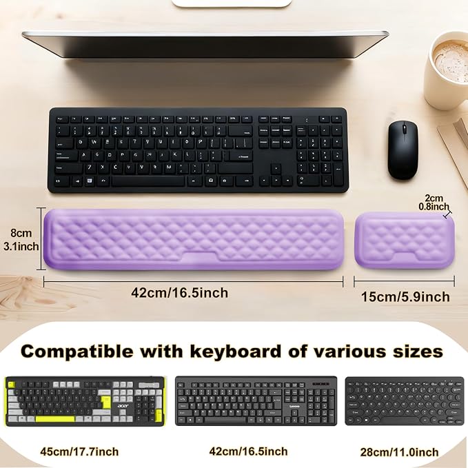 Keyboard Wrist Rest Mouse Wrist Support, Memory Foam Wrist Rest Pad for Computer Laptop, Ergonomic Wrist Cushion Support for Typing Pain Relief, Gaming Home Office, Purple - Image 5