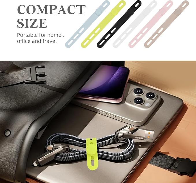 Donruby 30Pcs Silicone Cable Ties, Reusable Cord Organizer Straps, 6 Colors - Image 7