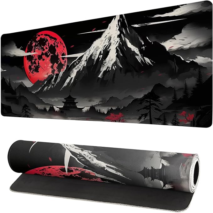 Extended Gaming Mouse Pad, Large Desk Mat XL Anime Mouse Pad Waterproof with Stitched Edges, Non-Slip Desktop Pad for Home and Office, Level Up Your 31.5x11.8 Inch (Snow Mountain) by Brecoy