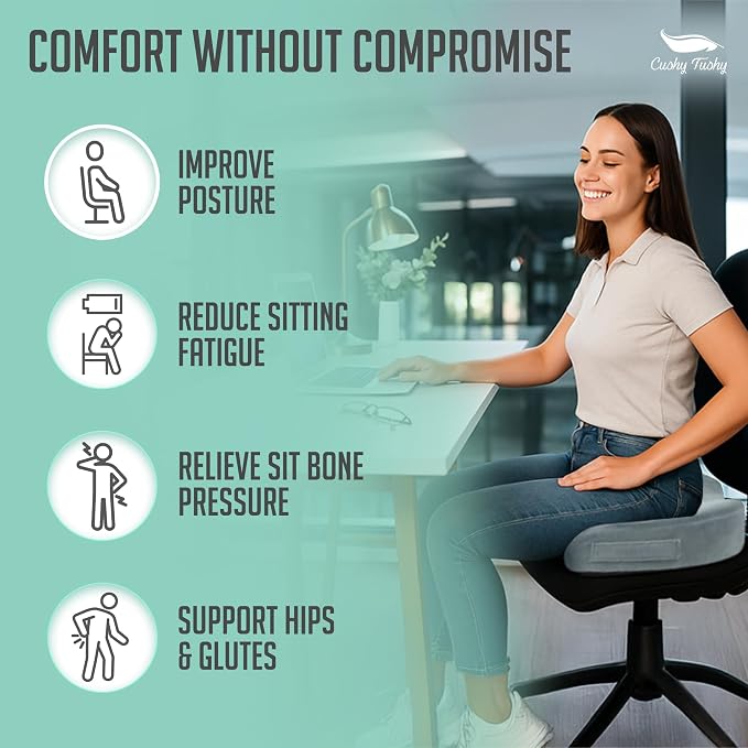 Cushy Tushy Seat Cushion | Premium Foldable Sit Bone Cushion for Pressure Relief, Hip, Hamstrings & Sciatica Comfort | Butt Pillow | Ergonomic Ischial Tuberosity Support for Home, Office & Driving - Image 5