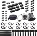 ZIIYAN 163 PCS Cable Management Kit, 3 Wire Organizer Sleeve, 8 Self Adhesive Cable Holder, 25 Cord Clips, 20+2 Roll Reusable Cable Straps and 100 Fastening Cable Ties for Computer TV Under Desk by ZIIYAN