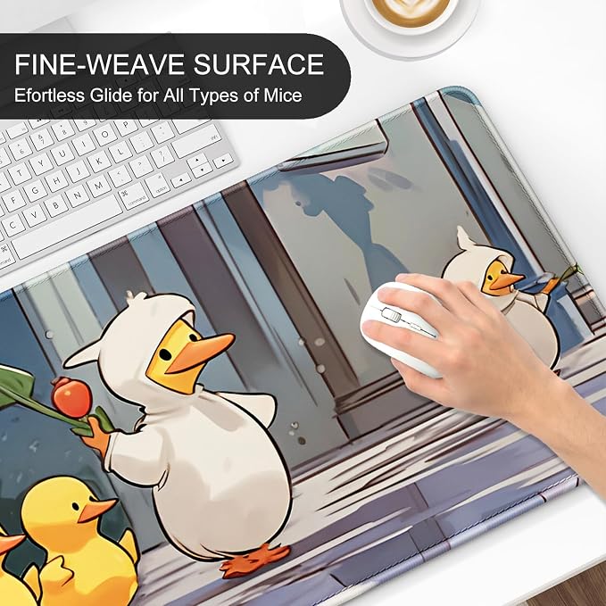 Auhoahsil Ultra Large Gaming Mousepad, XXL Extended Full Size Desktop Matt for Keyboard, Laptop & Computer, 35.5 x 15.7 in, Anime Cute Ducks - Image 5