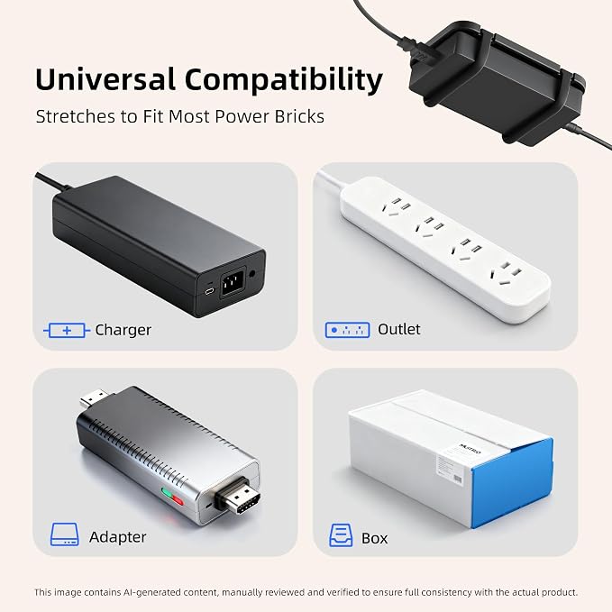 Upgraded Laptop Charger Holder,Adjustable Silicone Strap Power Brick Organizer With Heat Dissipation,Under Desk Cable Management Mount For Most Power Adapters,Chargers, Included Screws & Adhesive - Image 4