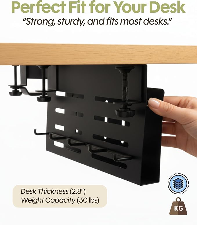 Desk Side Storage Organizer Clamp On – Side Desk Organizer Kit with Cup Holder, Magnetic Cable Organizer & Accessory Magnet, Hanging Desk Organizer for Home Office & Standing Desk - Image 7