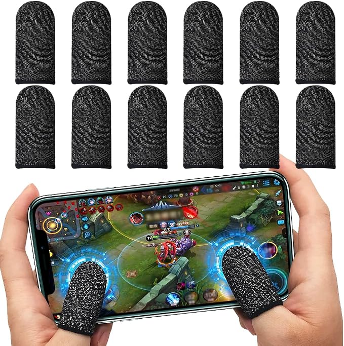 Gaming Gloves Finger Sleeve Silver Fiber for PUBG Mobile Touchscreen Device by CNHIDEE