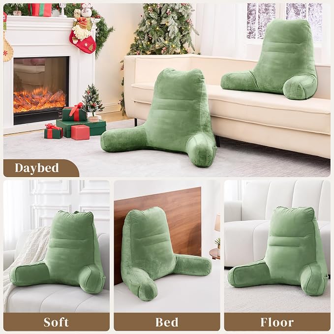 Sasttie Reading Pillow for Bed, Back Pillow for Sitting Up, Sage Green - Image 7