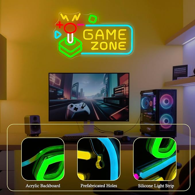 Game Zone Neon Sign, Gaming LED Neon Light Sign for Gamer Room Wall Decor - Image 4
