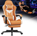 Gaming Chair Ergonomic Gamer Computer Office Chair,Footrest Lumbar Support | Reclining High Back, 400lbs Load, Pocket Spring Cushion, Adjustable Height, Linkage Armrests, 360° Swivel, Orange PU Leather by Unknown