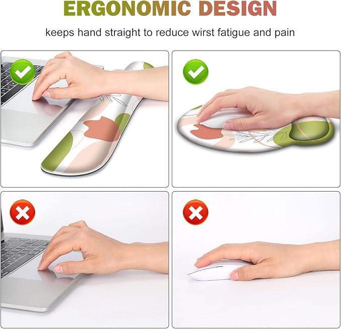 Gaming Mouse Pad, Large Desk Mat, Cute Desk Pad Protector, 4 in1 XXL Mousepad + Keyboard Wrist Rest+Mouse Wrist Rest+Coaster Set with Ergonomic Desk Pad for Home Office Table Computer Pink Rose - Image 3
