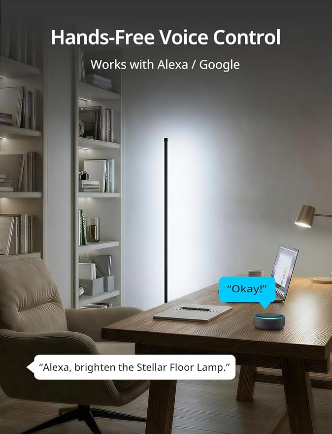 Ailofy Corner Floor Lamp, 1500lm RGBW LED Lamp, Alexa & Google Assistant Compatible, 16 Million DIY Colors, Music Sync, App Control, Modern Smart Floor Lamp for Living Room, Bedroom, Black - Image 6